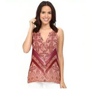 Sanctuary | Women's Orange & Pink Sleeveless Paisley Print Blouse Size Medium